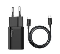 Wall Quick Charger 25W USB-C with USB-C 1m Cable, Black, Baseus