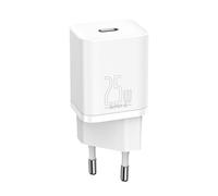 Wall Quick Charger 25W USB-C with USB-C 1m Cable, White, Baseus