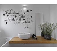 Wall Quote Soak Away Your Troubles Cute Bathroom Relaxing Sticker Decal Decor Transfer Quote Modern Art Transfer Vinyl Decor Decal Colour=Light Blue | Size=Small 57cm (w) x 29cm (h)
