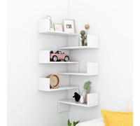 vidaXL 2x Wall Corner Shelves Concrete Grey Chipboard Home Hanging Shelf Unit