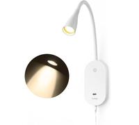 Wall Reading Light for Books in Bed, USB Output Headboard Wall Lamp,5 Dimmable Touch Control Reading Lamp,LED Warm Light Easy to Install 3000K