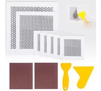 Wall Repair Kit, 11 Pcs Plasterboard Wall Patches, Includes 6 Pcs Wall Hole Filler Patch Self Adhesive with 2 Sandpaper, Plus 2 Putty Knife Perfect for Plaster Roof Drywall Crack Repair