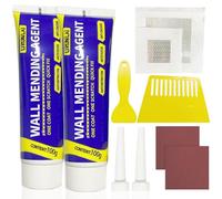 Wall Repair Kit,Wall Mending Agent,2pcs Wall Repair Cream Safe With 2" Drywall Patch, Scraper,Sandpaper To Filler For Walls,Nail Holes,Crack,Graffiti,Peeling,Stains-Quick Drying Wall Repair Paste Kit