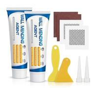 Wall Repair Kit with Ready Mixed Wall Filler & Self-Adhesive Drywall Patch - Quick DIY Fix for Wall Holes, Cracks, Peeling Paint & Graffiti Marks, Includes Scraper & Sandpaper