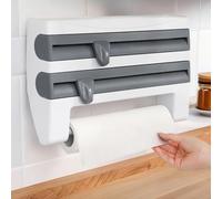 Wall Roll Holder Kitchen Cling Film Dispenser 4-in-1 Aluminium Foil Dispenser and Freshness Kitchen Roll Holder Wall Cling Film Dispenser Foil Cutter