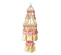Wall Roof Square Centre Hanging Wall Roof Ceiling Hangings Jhoomar Rose Flower Hangings Decorative Ornament Indian New Year traditional Decorations Indoor Outdoor Home Décor (Size:-17")(Pink & White)