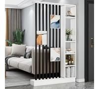 Wall Room Divider Modern Storage Cabinet Display Bookshelf Screen with Shelves Temporary Tall Privacy Panel Partition for Home Office Dorm Floor Ceiling Decorative(White-black,120*24*200cm/47*9.5*79in