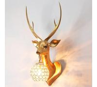 Wall Sconce Compatible with Deer Head, Deer Head Wall Lamp, Indoor Wall Lamps Antler Wall Light, Retro LED Deer Sconce Lamp, Wall Mounted Wall Light, Bedroom Bedside Light Living Room, Hallway, Room D