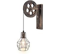 Wall Sconce Industrial Iron V-intage E27 Wire Cage Antique Pulley Lamps,Hanging Lights