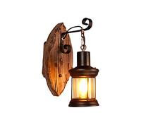 Wall Sconce Industrial Retro Nostalgia Wall Sconce Black Matte Glass Lampshade Log Base Storm Light Stainless Steel Fixture Wall Light Restaurant Decoration Bar Cafe Grain Bin Wall Lamp