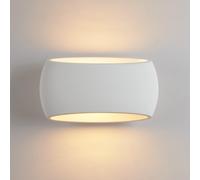 HARPER LIVING Wall Lights, Modern Plaster Wall Wash Lighting, 40W E27 ES, Indoor Wall Sconce Lamp with White Oval Ceramic Shade, Wall Mounted Light for Bedroom, Living Room, Hallway-Length 30CM