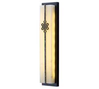 Wall Sconce Light Fixture Marble LED,Lighting 3-Color Dimming Square Marble Chinese Style Brass Decor Stone Wall Lamp for Living Room Bedroom