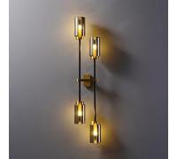 Wall Sconce Light Fixtures, Black and Brass Lamp, Mounted Vanity with Smoke Gray Glass Shade,Modern Sconces Compatible with Bedroom,Bathroom,Mirror,Hallway/31.1In