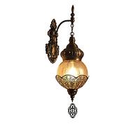 Wall Sconce Lighting Turkish Art Decor Shade Plating Metal Wall Lamp With Ice-cracked Glass for Exotic Restaurant Hotel Bar Cafe Retro Wall Mounted Lantern, E27 Socket
