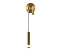 Wall Sconce Metal Flute with Adjustable Spotlight Golden Long Tube LED Wall Light Ultra-Thin Linear Wall Hanging Lamp for Bedside Reading(Warm Light)