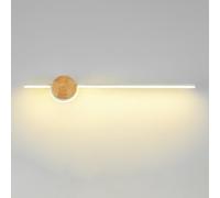 Wall Sconce Minimalist Vanity Wall Light Linear White Wall Lamp Hardwired Sconces Wall Lighting Bar, Wood Base Vanity Mirror Lamps for Living Room Bedroom Corridor