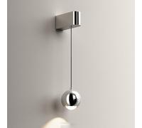 Wall Sconce Modern Globe LED Wall Light Fixture Creative Globe Aluminum with Clear Glass Shade, 3 Color Mode Nordic Retractable Hanging Wire Wall Lamp 5W Contemporary Art Deco Li