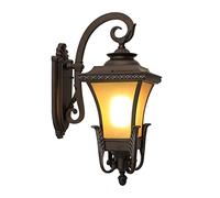 Wall Sconce Outdoor Waterproof Vintage Brown Glass Wall Lights European Palace Antique Retro Anti Rust Black Wall Lamp Garden Villa Door Street Balcony Decorative Wall Sconce Water