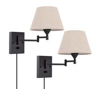 Wall Sconce Vintage Wall Light Bedroom with Switch, Retro Indoor Wall Lights with Plug Adjustable Bedside Wall Lamp with Cable with Metal Shade 1 Pack / 2 Pack/B/1 Pack