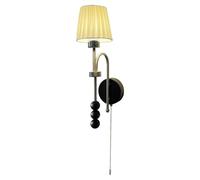 Wall Sconce Wall Light Fabric with Pull Cord Switch Hotel Bedside Living Room Hardwired Sconces with White Pleated Textile Lampshade
