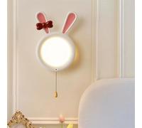 Wall Sconces, Cute Rabbit Ear Bow Pink White Led Wall Lamp with Cable Switch for Kids Bedroom Bedside Study Foyer Sofa Reading Night Lights(White)