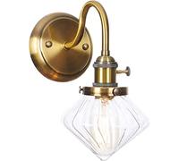 Wall Sconces d Brass Wall Sconce Vintage Clear Glass Wall Lamp Wall Mount Light Fixture for Bedroom Bedside Living Room Hallway Vanity Over Mirror Decor E27 Light Source Wall Sconce Lighting (Colo (