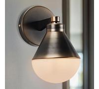 Wall Sconces for Bedroom, French Industrial Geometric Glass Brass Sconce - Minimalist Elegance for Wall, and Living Room, 6.5" w x 8.25" d x 10.25" h (Bronze)