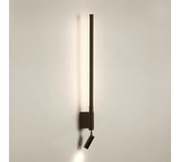 wall sconces for bedroom Long Tube Linear Wall Lamp Ultra-Thin Bedside Reading Lamp Modern LED Metal Flute Wall Light with Adjustable Spotlight Lamps 40CM