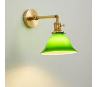 Wall Sconces Green Glass Gold Mid Century Modern Fixtures Adjustable Arm Antique Brass Nordic Farmhouse Lamp for Bedroom Living Room Bathroom