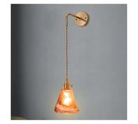 Wall Sconces, Japan Style Amber Glass Wall Lamp Switch Home Lighting Bedroom Living Room Stair Light Copper Modern Wandlamp Applique LED