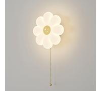 Wall Sconces LED Wall Light Flower Shape Smiley Face PE Shade Iron Base with Pull Chain for Kids Bedroom Nursery Playroom Kindergarten Classroom Hallway Home
