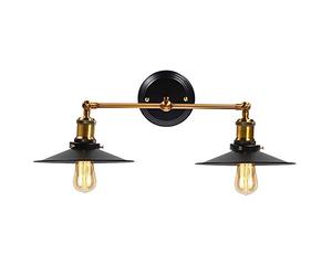 Wall Sconces Light, E27 Black Retro Wall Vintage Simplicity Sconce Shade Cabinet Restaurant Cafe Corridor Lamp Light Holder Socket Base Fixture Iron Plating (Double Head)