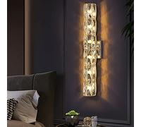 Wall Sconces,Light Luxury Crystal Wall Lamp,Tricolor Dimming LED Wall Mounted Light Fixtures Decorative Lighting for Living Room Bathroom Bedroom Hallway