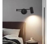 Wall Sconces, Modern Adjustable Swing Long Arm LED Wall Lamps nternal Read Folding Retractable Wall Light Household Bedside Switch Decor Light(Black A)