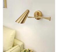 Wall Sconces, Modern Adjustable Swing Long Arm LED Wall Lamps nternal Read Folding Retractable Wall Light Household Bedside Switch Decor Light(Gold B)