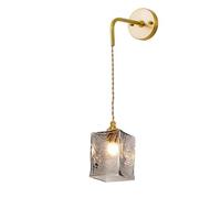 Wall Sconces Modern Smoke Gray Ripple Glass Wall Sconce Rectangle Hardwired Brass Wall Lamp Retro Vintage Adjustable Wall Lamp Indoor Decor Fixture for Bedside Corridor Wall Sconce Lighting