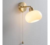 Wall Sconces Modern with Pull Chain Switch Wall Light V-intage Copper Mid Century Wall Lamp Gold Farmhouse Bedside Wall Sconce,Minimalist Style
