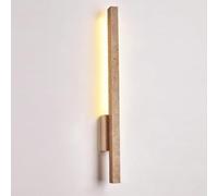 Wall Sconces - Natural Yellow Travertine Long Strip Wall Lamp Hardwired Corridor Lighting Wabi-Sabi Art Fixture for Living Room & Loft Decor - Modern Wall-Mounted Light