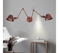 Wall Sconces Wall Light, Iron Rust Sconce Lamp Fixture Bell Antiqued Wall Mount Lamp with Swing Arm Night Light (2 Light)