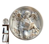 Wall Sculpture, Outdoor Metal Wall Art, New Thickened Round Aluminum Leaf Angel Element Decorative Pendant 20x20cm, Fairy Nursery Decor, Sculpture