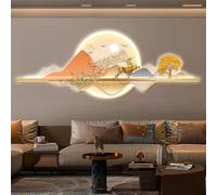 Wall Sculptures Hanging Mural in Power Supply Art with LED Light Chinese Creative Landscape Picture for Home Living Room Study Bedroom Decor D