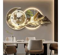 Wall Sculptures Painting 3d Wall Art Decor, Modern Living Room Restaurant Panoramic Landscape Wall Paintings With Clock，led Light Hang Pictures, Home Decorations Wall Decor ，for Office/Hotel