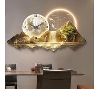 Wall Sculptures Painting 3d Wall Art Decor, Modern Living Room Restaurant Panoramic Landscape Wall Paintings With Clock，led Light Hang Pictures, Home Decorations Wall Decor ，for Office/Hotel