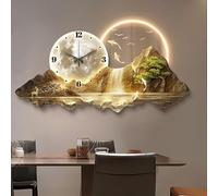 Wall Sculptures Painting 3d Wall Art Decor, Modern Living Room Restaurant Panoramic Landscape Wall Paintings With Clock，led Light Hang Pictures, Home Decorations Wall