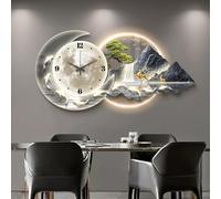 Wall Sculptures Painting 3d Wall Art Decor, Modern Living Room Restaurant Panoramic Landscape Wall Paintings With Clock，led Light Hang Pictures, Home Decorations Wall