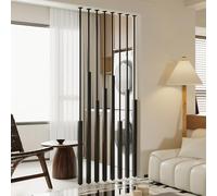 Wall Separation Post 5/8 pcs Black Room Partition Privacy Screens with Adjustable Foot, Small Space Decor Divider Column Floor to Ceiling(5pcs-A,240cm/94in/7.9ft)