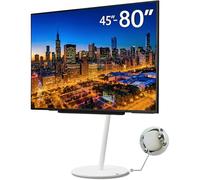 WALL Seven Stand A2 Large Type | Minimalist Rolling TV Stand for 45-80 Inch | Satin White | Portable, Space Saving, Height Adjustable | for Living Room and Bedroom | Japan-Engineered Design