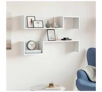 Wall Shelf 100x15x20 cm White Engineered Wood 2-Tier Floating Modern Shelf Slim