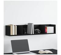 Wall Shelf 100x18x18cm Black Oak Engineered Wood 4-Tier Slim Modern Space-Saving