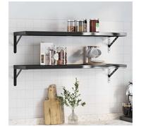Wall Shelf 100x30 cm Black Stainless Steel Floating Heavy Duty 50kg Load Modern